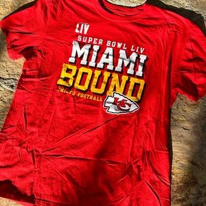Kansas City Chiefs NFL Super Bowl Red Tshirt Miami Bound Mens Size XL